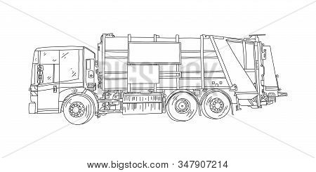 Garbage Collection Vehicle, Vector Illustration. Truck Designed For Loading, Compacting, Transportin