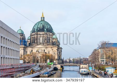 Berlin, Germany - November 24, 2019: Panoramic View Of Famous Berlin Cathedral In Berlin On Museum I