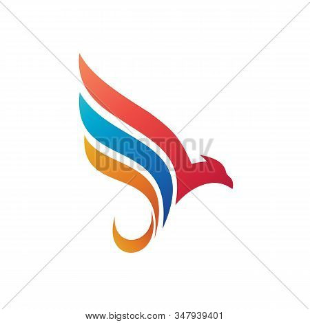 Eagle With Colorful Wings Logo Design Vector