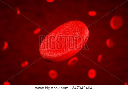 3D Rendering Of Erythrocyte Or Red Blood Corpuscle. 3D Illustration Of Red Blood Cells.