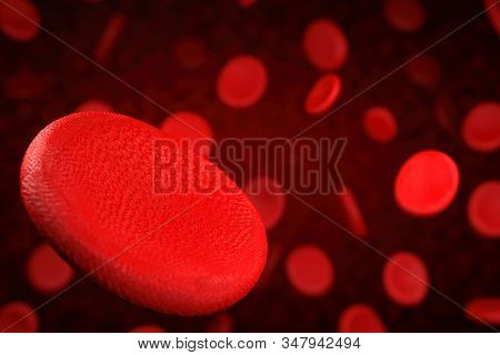 3D Rendering Of Erythrocyte Or Red Blood Corpuscle. 3D Illustration Of Red Blood Cells.