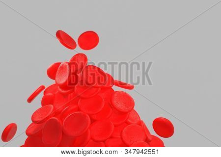 3D Rendering Of Erythrocyte Or Red Blood Corpuscle. 3D Illustration Of Red Blood Cells.