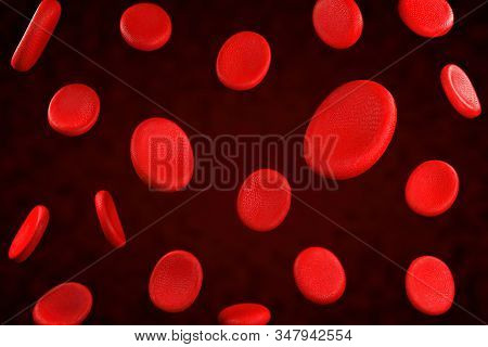 3D Rendering Of Erythrocyte Or Red Blood Corpuscle. 3D Illustration Of Red Blood Cells.