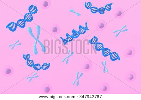 3D Rendering Of Dna (deoxyribonucleic Acid) Structure, 3D Illustration.