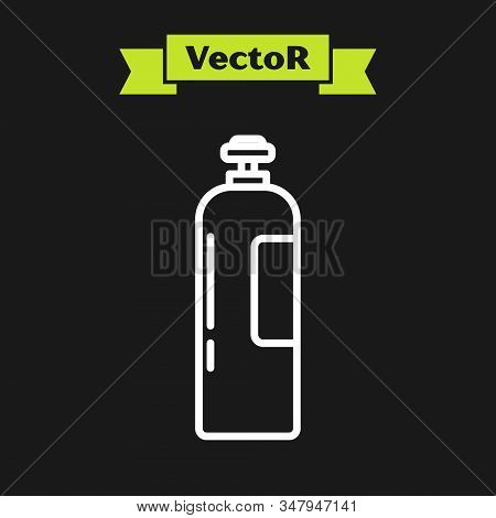 White Line Industrial Gas Cylinder Tank For All Inert And Mixed Inert Gases Icon Isolated On Black B