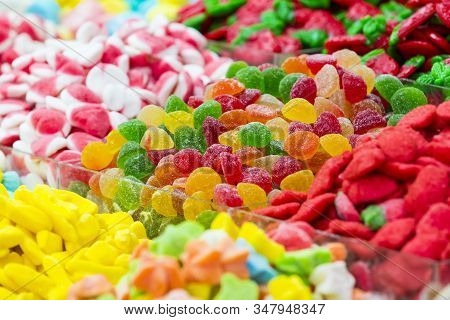Assortment Of Jellied Colored Sweets As A Product Background