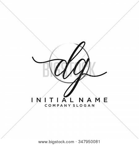 Dg Initial Handwriting Logo With Circle Template Vector.
