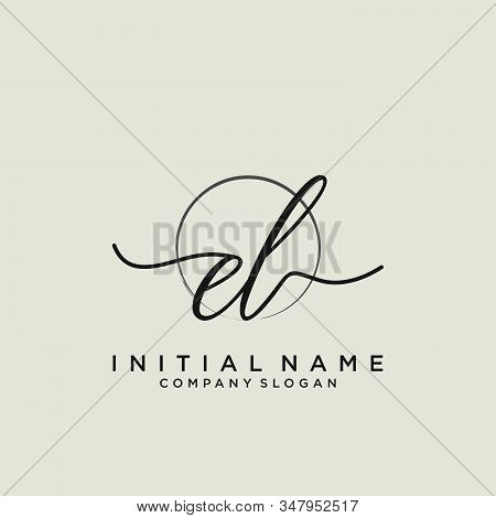 El Initial Handwriting Logo With Circle Template Vector.