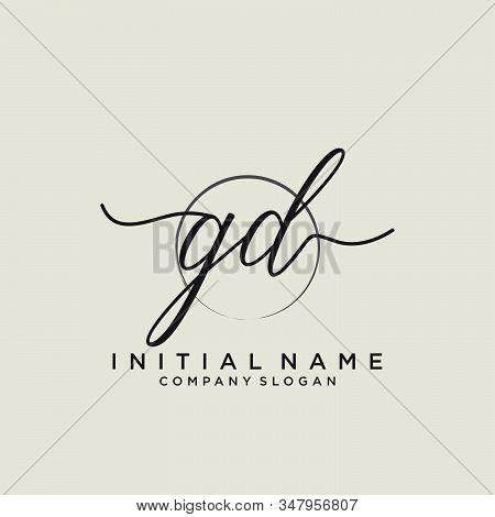 Gd Initial Handwriting Logo With Circle Template Vector.