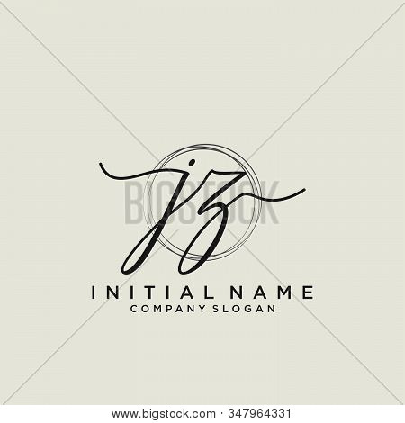 Jz Initial Handwriting Logo With Circle Template Vector.