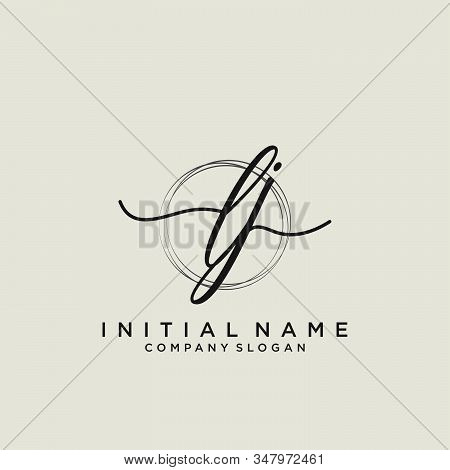Lj Initial Handwriting Logo With Circle Template Vector.