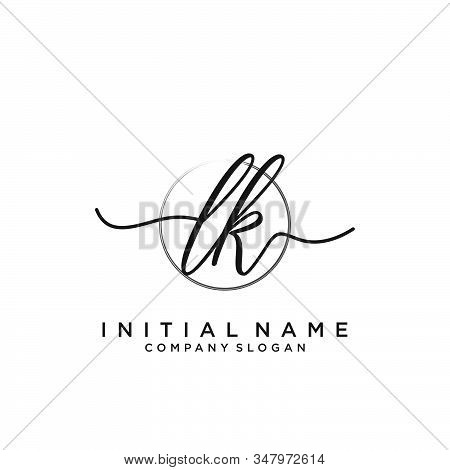 Lk Initial Handwriting Logo With Circle Template Vector.