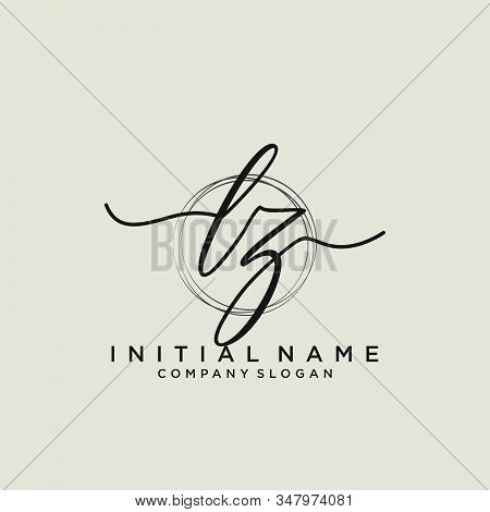 Lz Initial Handwriting Logo With Circle Template Vector.
