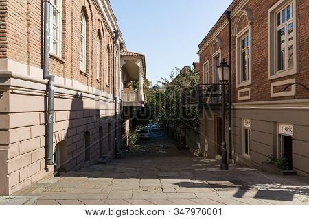 Tbilisi, Georgia, October 14, 2019 : The Old Building Stands On Ioane Shavteli St In Tbilisi City In