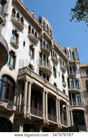 Barcelona, Spain. Landmark Architecture In Eixample District - Casa Fuster By Lluis Domenech I Monta