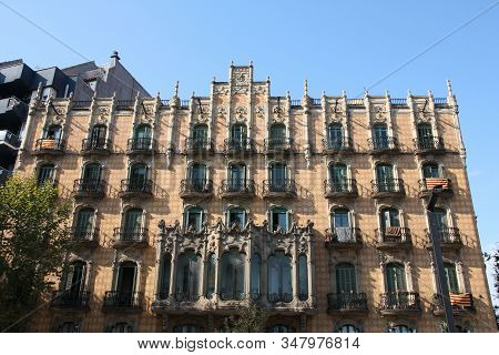 Barcelona Landmark. Casa Ramos Residential Building At Lesseps Square.