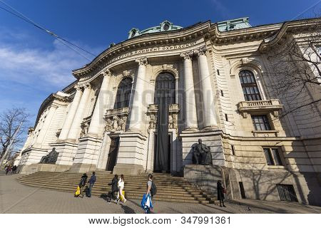 Sofia, Bulgaria - January 22, 2020: Facade Of University Of Sofia St. Kliment Ohridski, Bulgaria