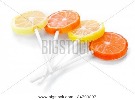 水果棒棒糖上白色隔离