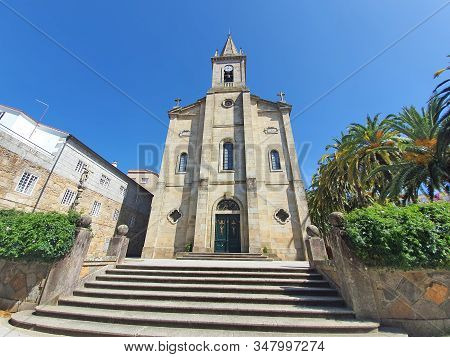 Ancient Catholic Stone Church In Caldas De Reis, Galicia, Spain