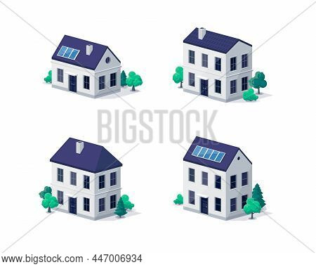 Residential Home City Urban Old Town Historic And New Modern Buildings Illustrations In 3d Dimetric 