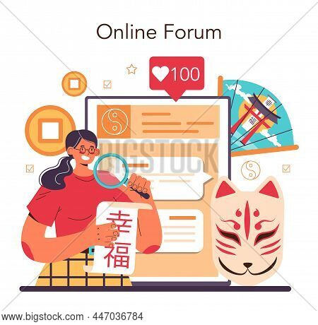 Orientalist Online Service Or Platform. Scientist Researching Near