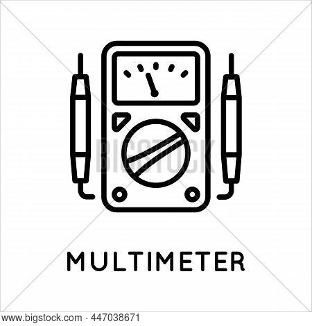 Analog Multimeter Line Icon, Tester, Measuring Instrument In Simple Style Isolated On White Backgrou