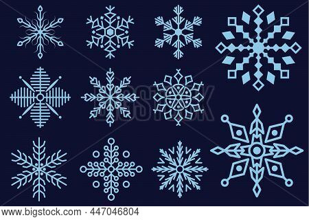 Snowflakes Doodle Hand Drawn For Christmas Design.