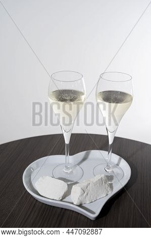 Blanc De Blancs Brut Champagne Sparkling Wine Made From Chardonnay Grapes Growing On White Chalk Soi