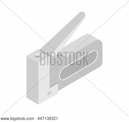 Staple Gun Building Tool Isometric Icon On White Background Vector Illustration