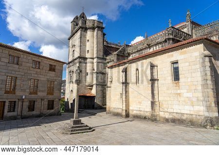 Way Of Santiago Square And Santa María Basilica In The Old Town Of Pontevedra, Galicia, Spain.