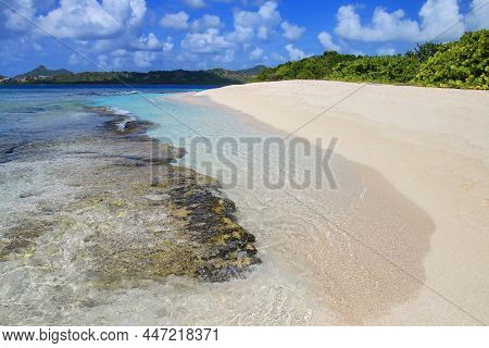 Sandy Beach At White Island Near Carriacou Island, Grenada.