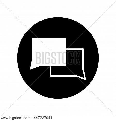 Square Speech Bubble Icon. Two Signs. Black Circle. Message Symbol. Outline Design. Vector Illustrat