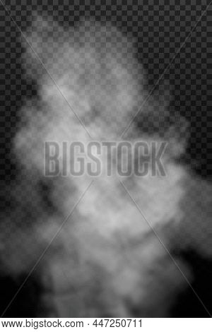 Transparent Special Effect Stands Out With Fog Or Smoke. White Cloud Vector, Fog Or Smog