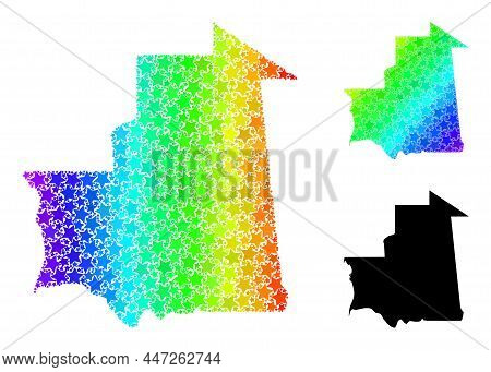 Spectrum Gradiented Star Mosaic Map Of Mauritania. Vector Colored Map Of Mauritania With Spectrum Gr