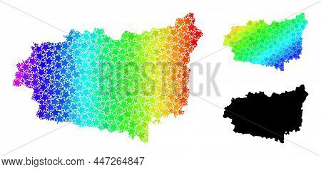 Spectrum Gradient Star Mosaic Map Of Leon Province. Vector Vibrant Map Of Leon Province With Spectru