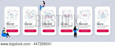 Set Of Business Icons, Such As Call Center, Column Chart, 360 Degrees Icons. Ui Phone App Screens Wi