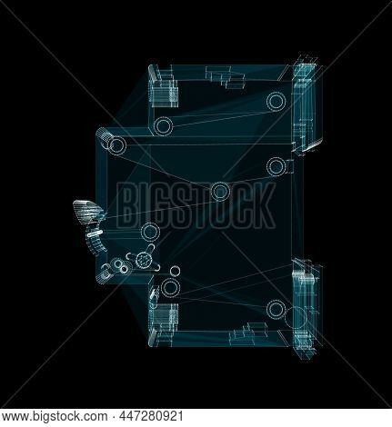 Differential Circuit Breaker Hologram. Industrial And Technology Concept. 3d Illustration