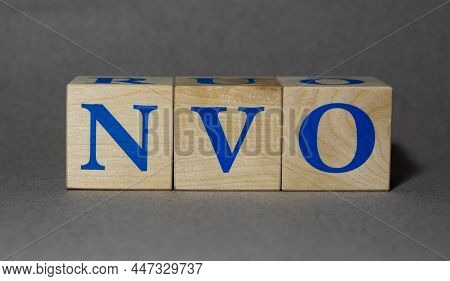 January 19, 2022. New York, Usa. Stock Ticker Symbol Of Novo Nordisk Nvo Made Of Wooden Cubes On A G