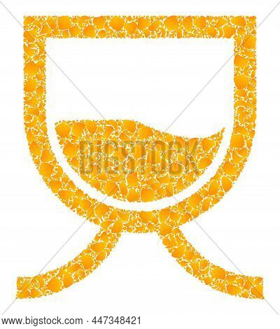 Vector Gold Water Tank Mosaic Icon. Water Tank Is Isolated On A White Background. Gold Items Collage