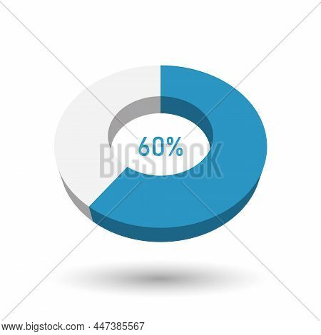 60 Percent Pie Chart. Doughnut Or Donut Type Graph. Statistical Tool Represents Share Of The Total. 