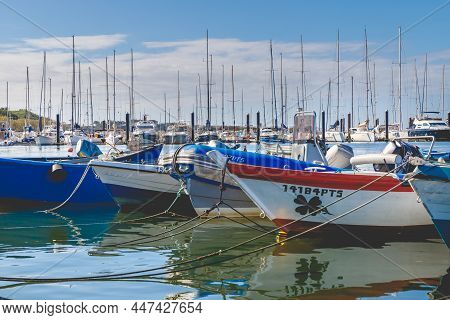 Small Fishing Boats In The Fishing Port Of Afurada Porto, Portugal