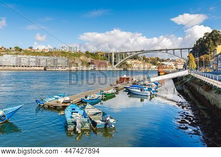 Small Fishing Boats In The Fishing Port Of Afurada Porto, Portugal