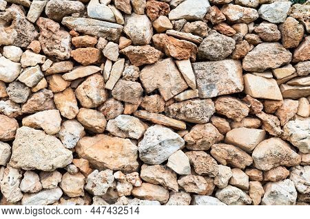 Traditional Nature Stone Wall, With Textured Rock Structure Surface, Selmun, Malta