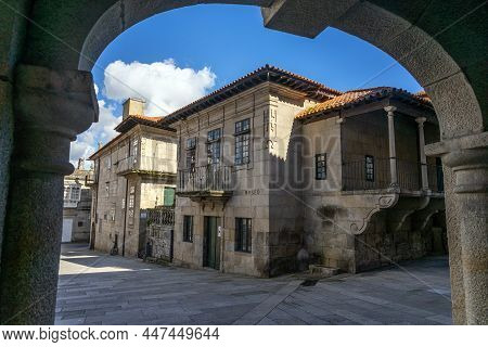 Pontevedra, Spain - October 25, 2021: Castro Monteagudo Building In The Old Town Of Pontevedra, Gali