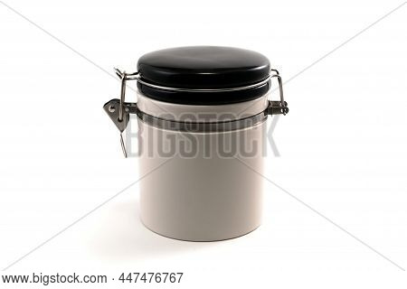 A Jar With A Hinged Lid For Bulk Products. Isolated