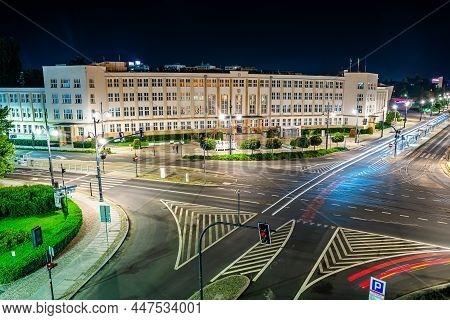 Torun, Poland - August 11, 2021. Marshals Office Of Kujawsko - Pomorskie At Night - Urzad Marszalkow
