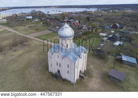 View  The Ancient Church Of The Transfiguration Of The Savior On Nereditsa In A Rural Landscape On A