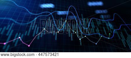 Financial Charts Diagram Stock Market Data Analysis Concept On Virtual Screen