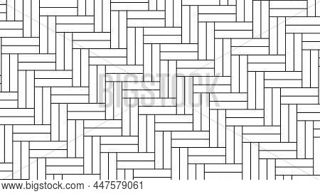 Herringbone Floor. Diagonal Texture. Black And White Pattern. Vector Illustration.