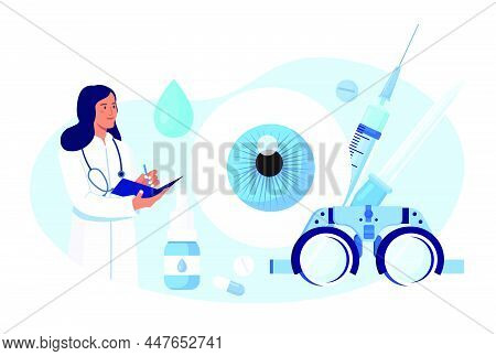 Ophthalmology Medicine And Optical Eyesight Examination. Idea Of Eye Care And Vision. Ophthalmologis